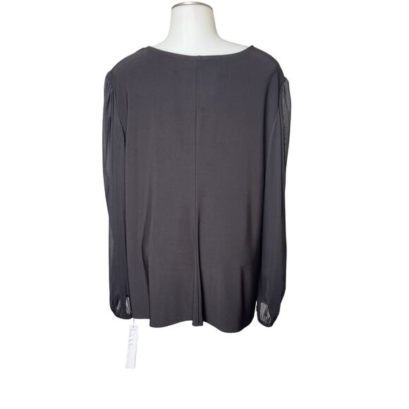 Nicole Miller Plus Size 2X Black Sheer Long Sleeve Formal Shirt NWT - Picture 2 of 7